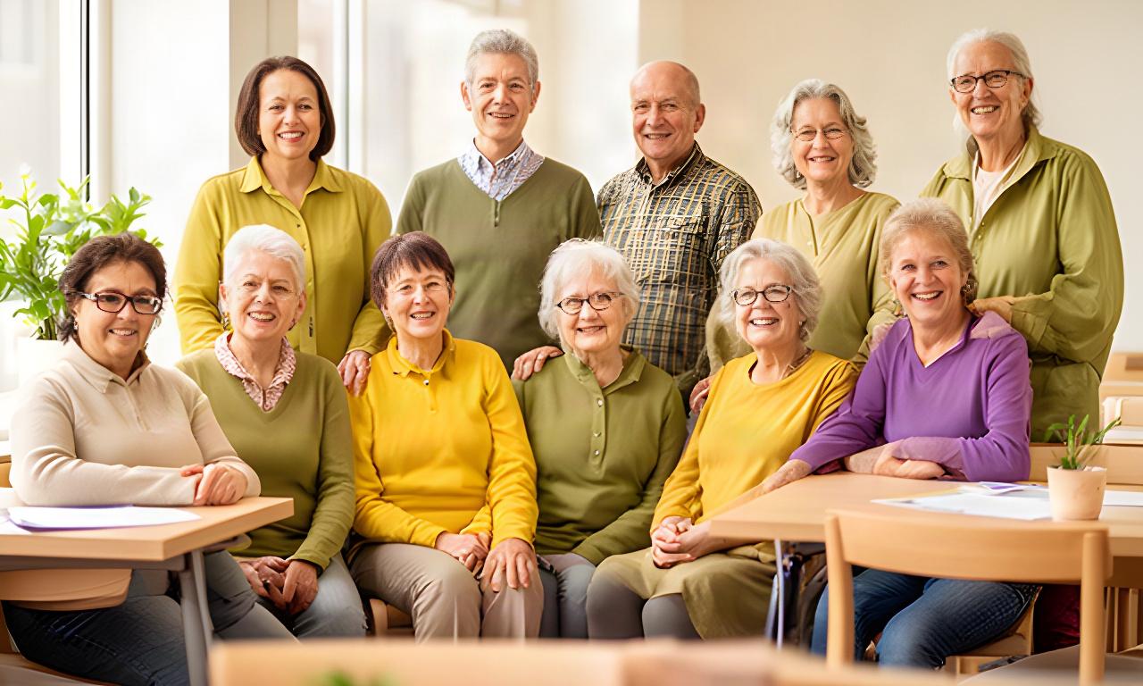 Een divers team van burgeradviseurs glimlacht samen in een lichte ontmoetingsruimte in Ede