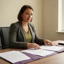 Woudie Raves, juridisch specialist, werkend met papieren aan een bureau
